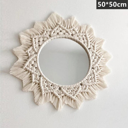 miroir rond en macramé style bohème pour décoration murale - vue 14 sur 19