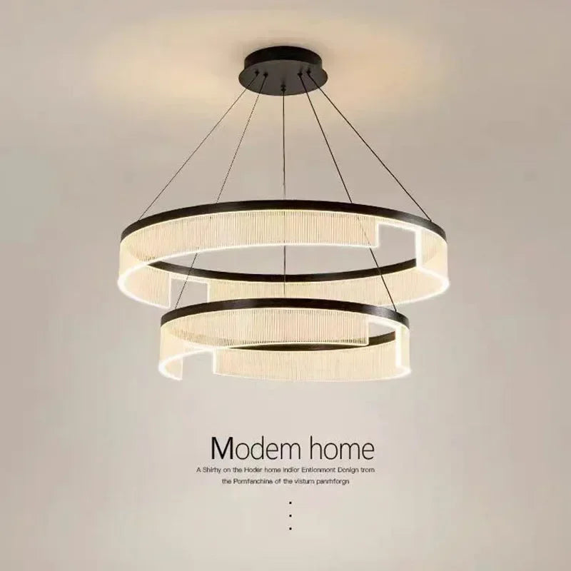 Lustre LED anneaux suspendu au design nordique moderne - vue 4 sur 21