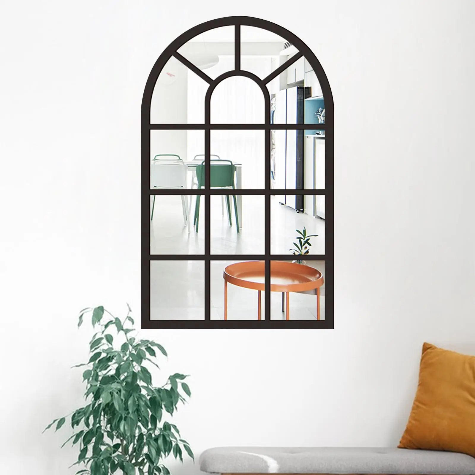 miroir mural rustique en forme de fenêtre arquée minimaliste décoratif