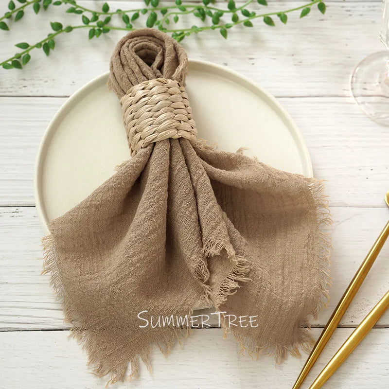 Serviette de table gaze de coton style rustique - vue 3 sur 7