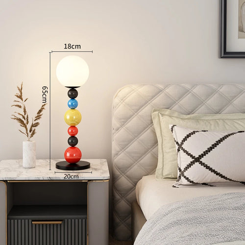 lampadaire moderne à perles colorées et abat-jour en verre - vue 9 sur 9