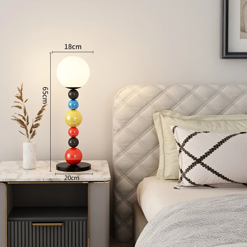 lampadaire moderne à perles colorées et abat-jour en verre - vue 8 sur 9