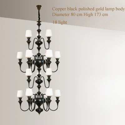 lustre à led en cuivre noir pour décoration d'hôtel élégant - vue 19 sur 22
