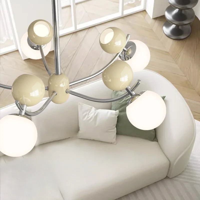 lustre moderne en verre en forme de fleur créatif et rétro - vue 5 sur 9
