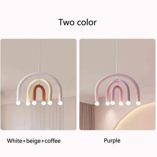 Creative Colorful Rainbow Pendant Lamps Iron E14 LED Bedroom Hanging Light Art Design Girl Kids Room Chandelier Lighting Indoor - vue 7 sur 8