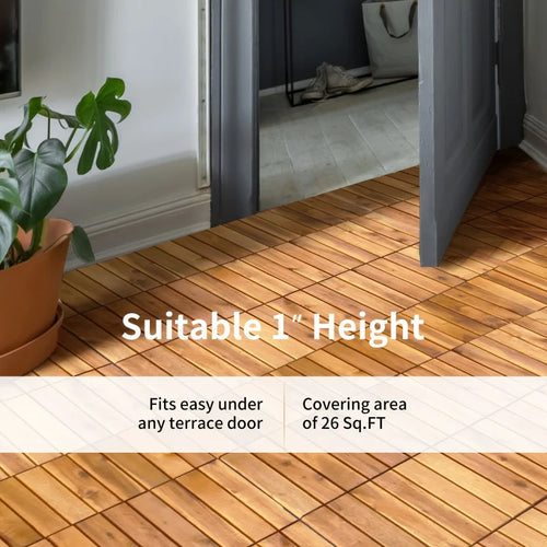 Dalles emboitables bois acacia pour terrasse interieur exterieur - vue 7 sur 7