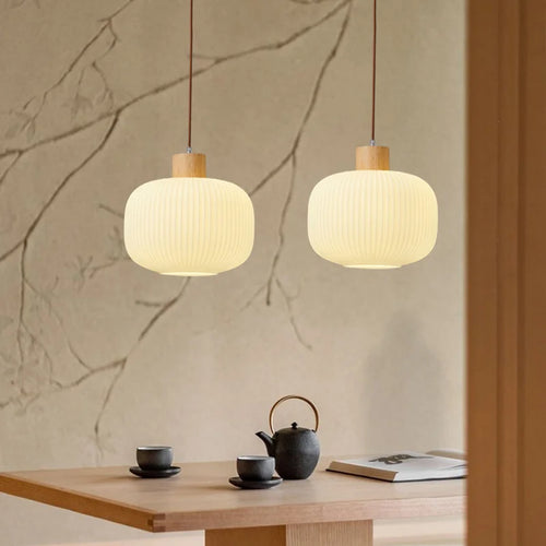 lustre moderne loft led avec abat-jour en verre - vue 6 sur 8