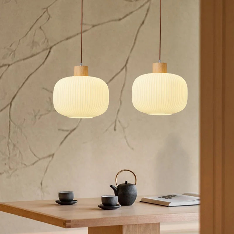 lustre moderne loft led avec abat-jour en verre - vue 5 sur 8