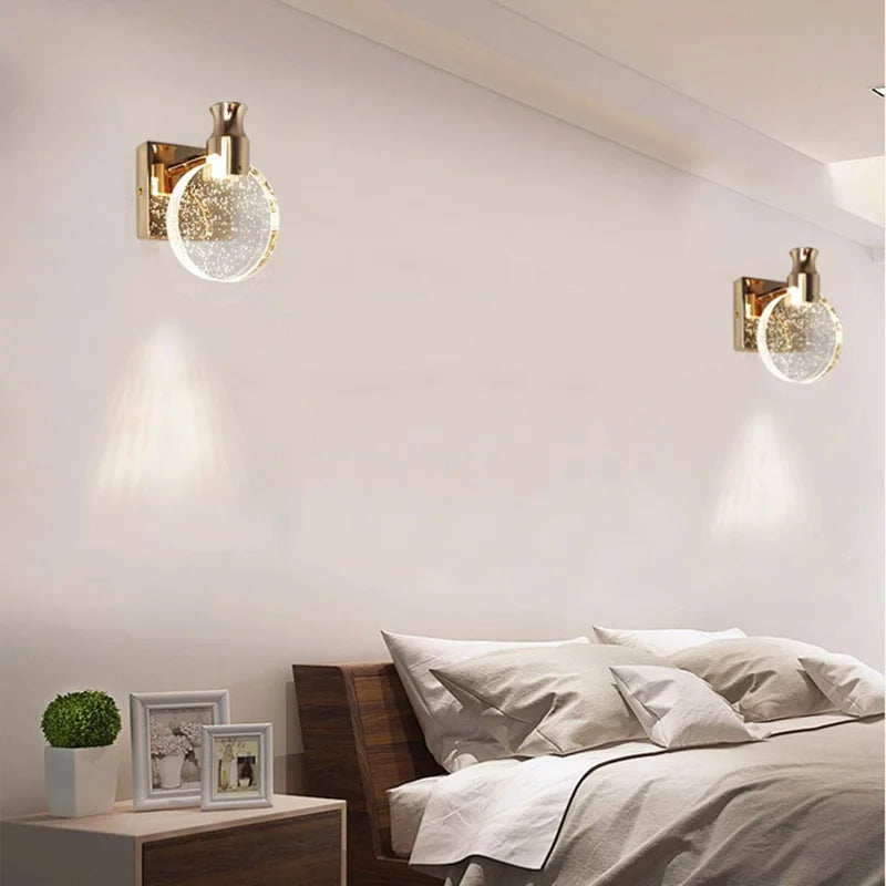 applique murale led de luxe en cristal décorative et veilleuse - vue 5 sur 8