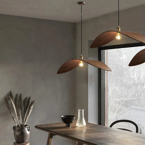 Suspension Imitation bois lampe de salle à manger cuisine Restaurant Bar lampe suspendue chapeau de paille décor à la maison luminaires E27 - vue 3 sur 10