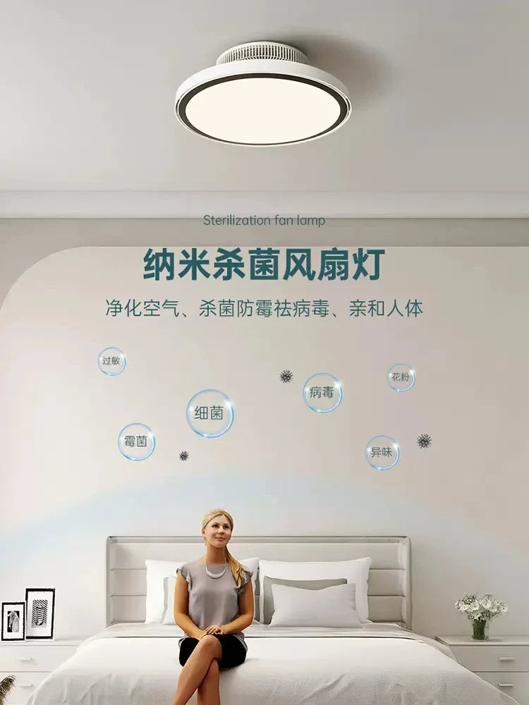 ventilateur de plafond moderne avec éclairage led réglable et stérilisation - vue 4 sur 7