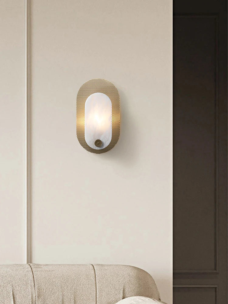 applique minimaliste en marbre et cuivre avec led - vue 3 sur 10