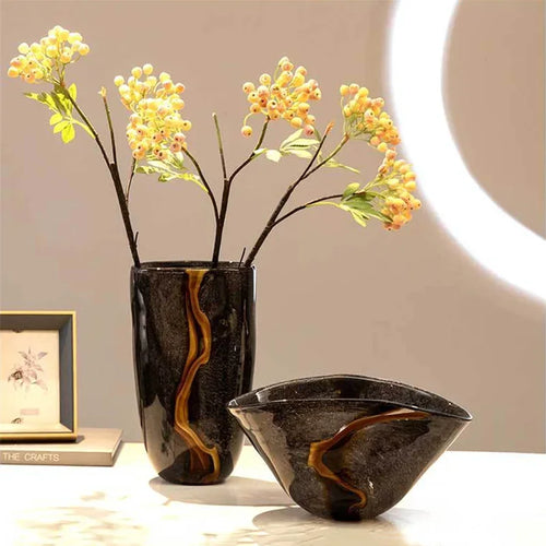 vase en verre craquelé pour arrangement floral décoratif - vue 6 sur 9