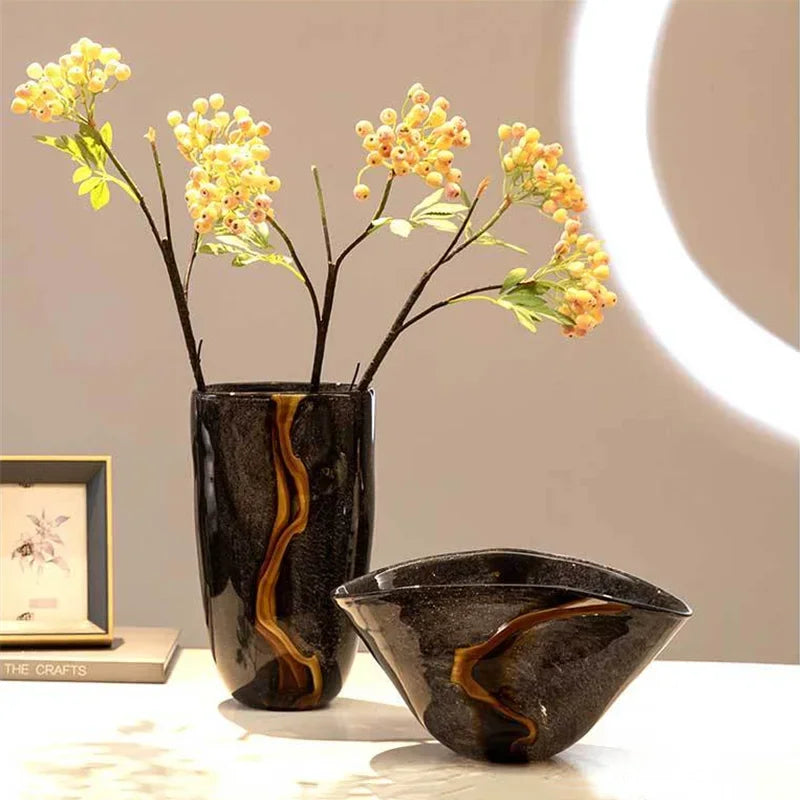 vase en verre craquelé pour arrangement floral décoratif - vue 5 sur 9