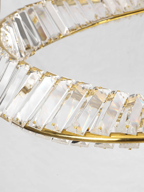 lustre décoratif circulaire en cristal et acier inoxydable - vue 5 sur 7