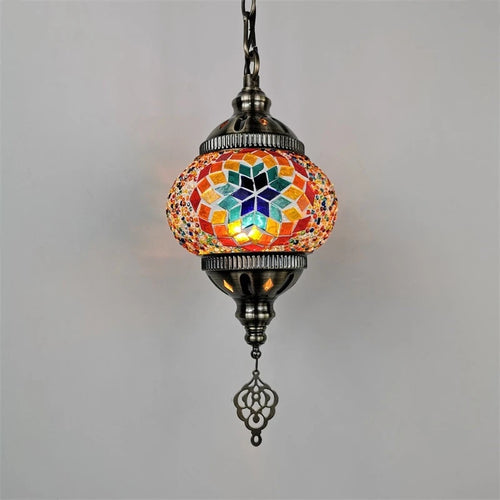 suspension en verre teinté style méditerranéen éclairage bohème romantique - vue 5 sur 16