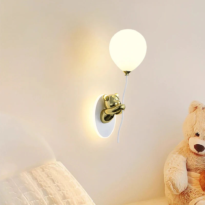 applique murale ours doré en verre lampe LED décoration chambre enfant - vue 2 sur 16