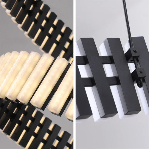 Modern Black and White Chandelier Living Room Decoration Piano Chandelier Luminaire Suspension Restaurant Hanging Light - vue 4 sur 6