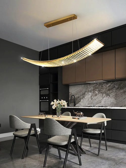 lustre led nordique en cristal pour cuisine moderne rectangulaire - vue 2 sur 8
