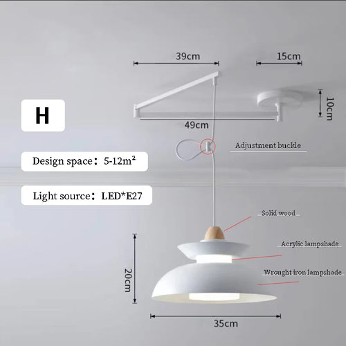 Lustres à bascule de Table à manger modernes LED peuvent être déplacés lampes à long poteau nordique Simple télescopique pliant lustre à bras Long - vue 23 sur 22