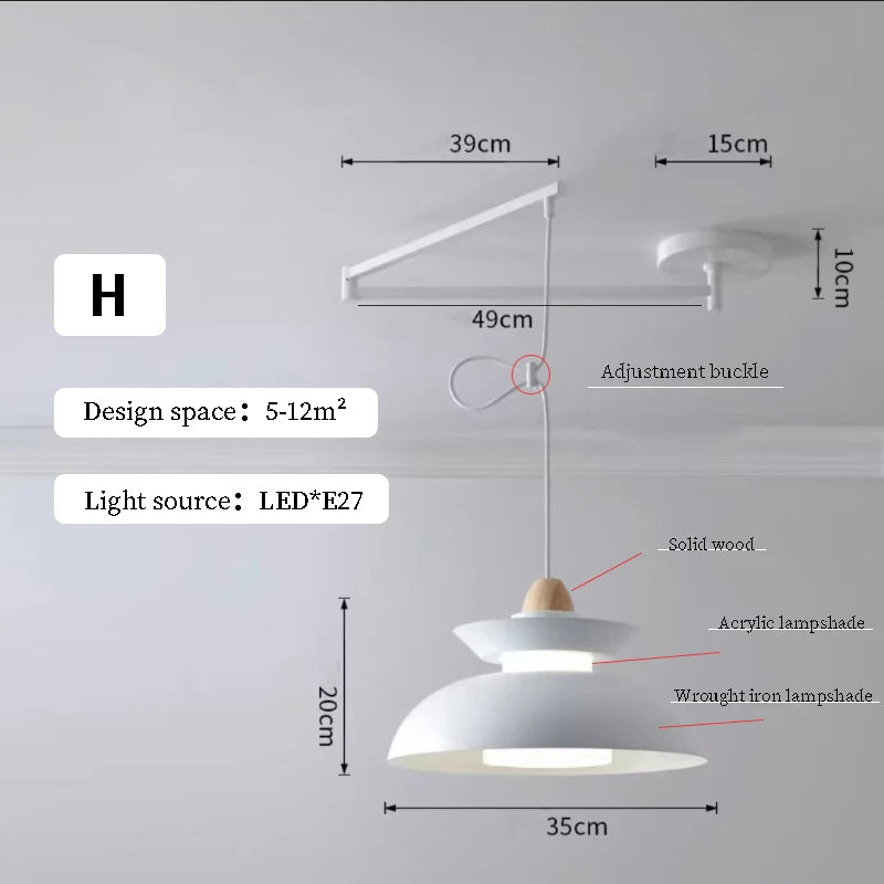 Lustres à bascule de Table à manger modernes LED peuvent être déplacés lampes à long poteau nordique Simple télescopique pliant lustre à bras Long - vue 22 sur 22