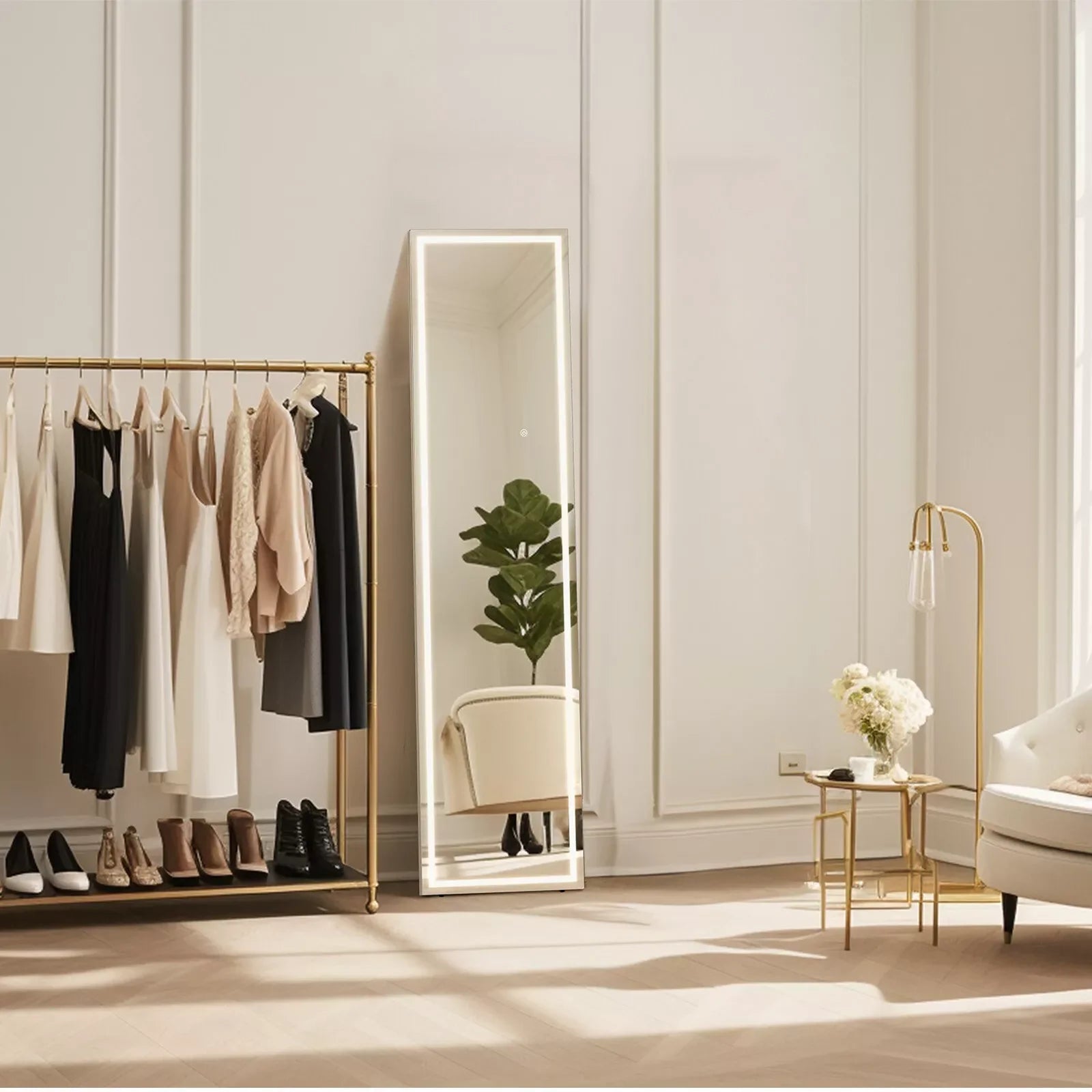 miroir led pleine longueur inclinable avec support et lumière réglable - vue 5 sur 7