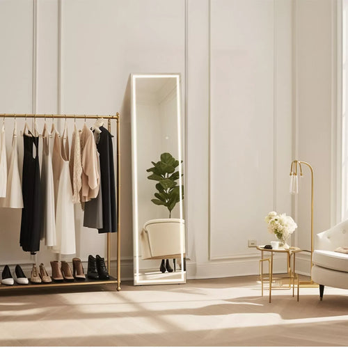 miroir led pleine longueur inclinable avec support et lumière réglable - vue 6 sur 7