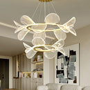 suspension moderne à led avec intensité variable et anneau doré