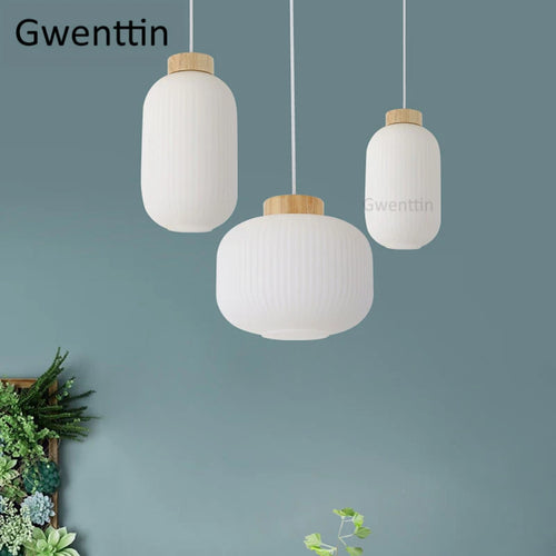 suspension en bois et verre style nordique moderne décoratif intérieur - vue 2 sur 9