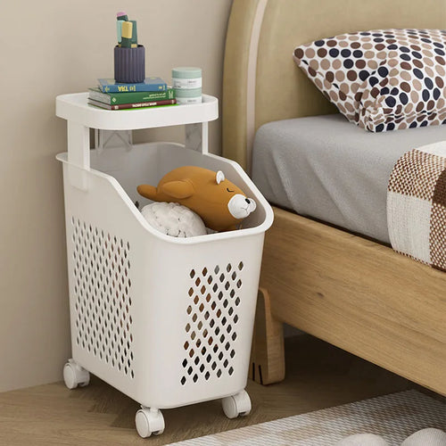 panier de rangement pour linge sale avec roulettes pratiques - vue 4 sur 9