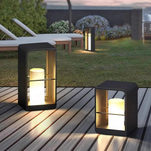lampe solaire LED de luxe pour jardin extérieur étanche en marbre - vue 2 sur 9