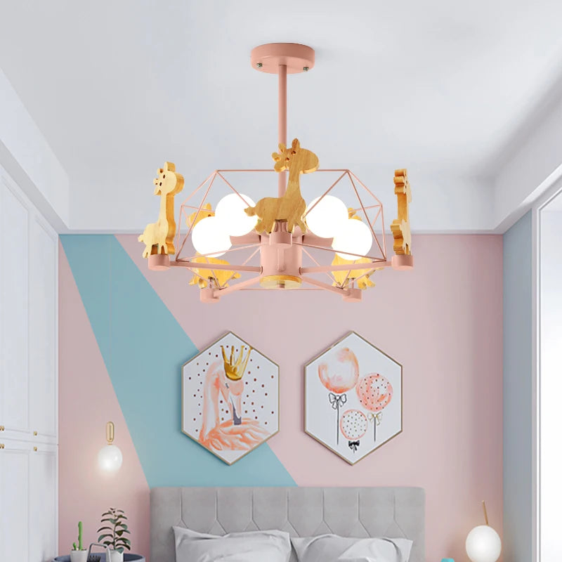 lustre en bois nordique lampe animal pour chambre enfant - vue 3 sur 9