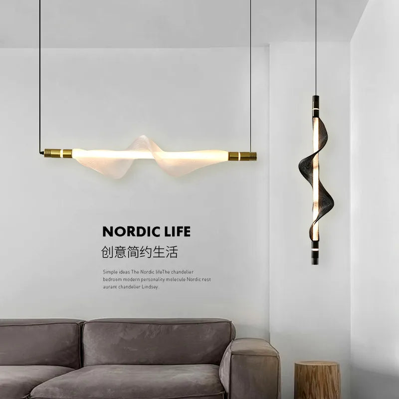 Lustre LED design italien créatif longue bande luminaire - vue 4 sur 18