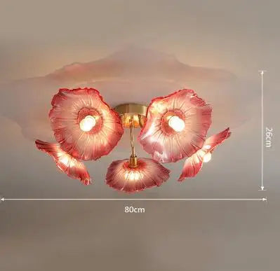 lustre moderne en verre en forme de fleur de lotus avec led - vue 10 sur 14
