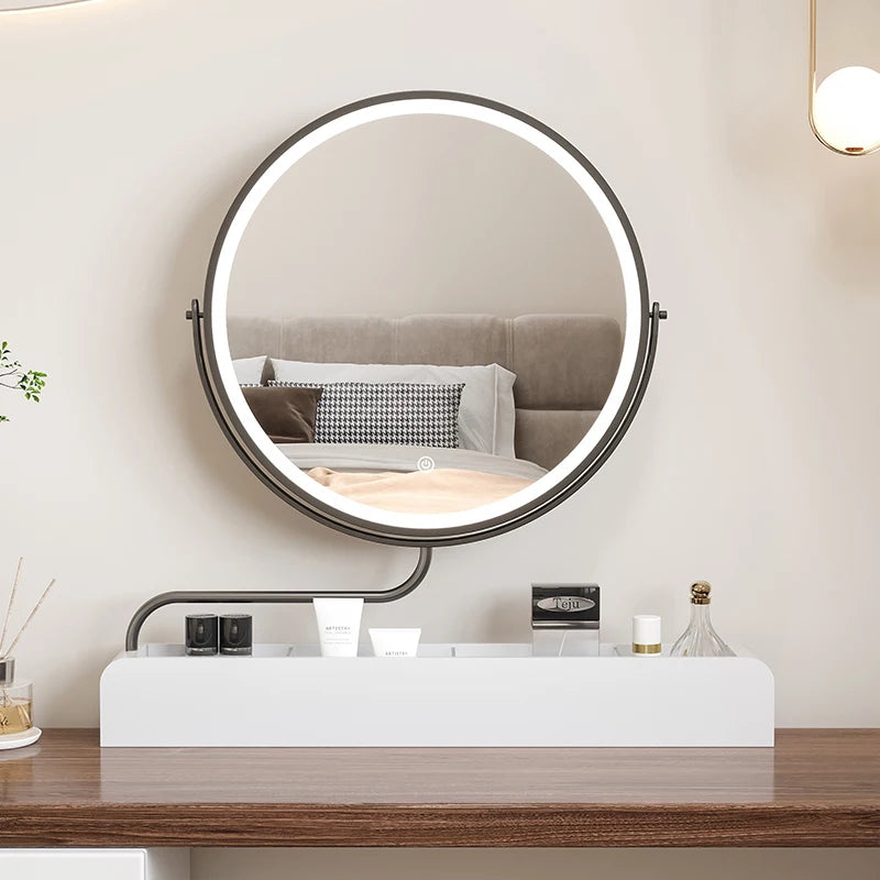 miroir décoratif à led rétro en bois pour maquillage - vue 5 sur 11