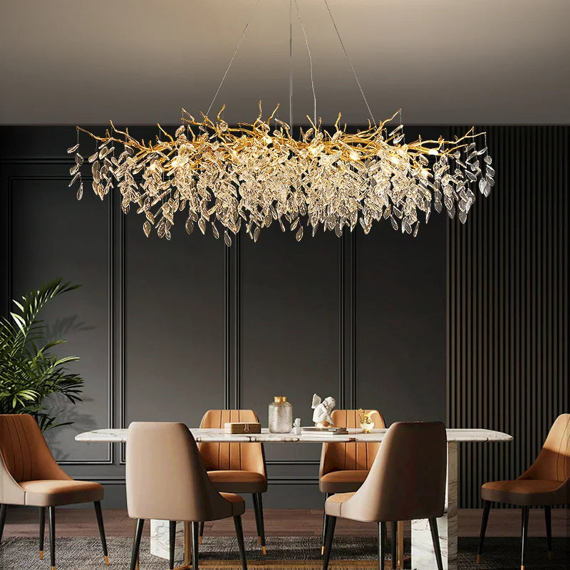 lustre en verre doré design luxueux pour décoration intérieure - vue 5 sur 16