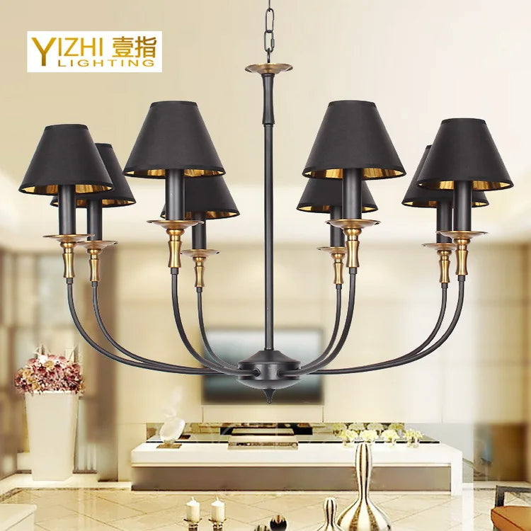 Lampe fer forgé noir rétro européen art suspension - vue 10 sur 15