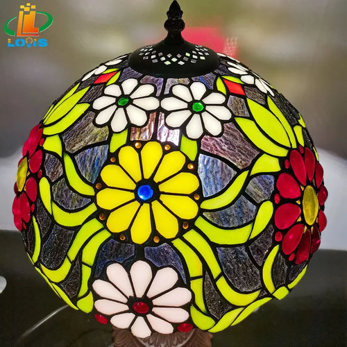 lampe de chevet style tiffany rétro en verre créatif vintage - vue 3 sur 7
