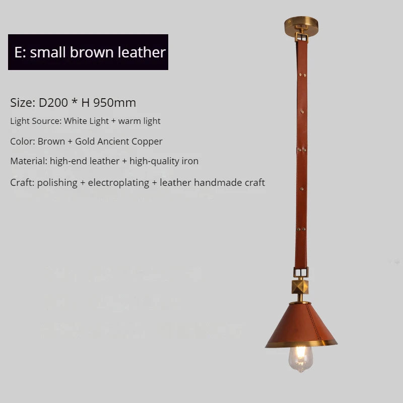 lustre moderne en cuir avec suspension lumière et verre cristal - vue 10 sur 14