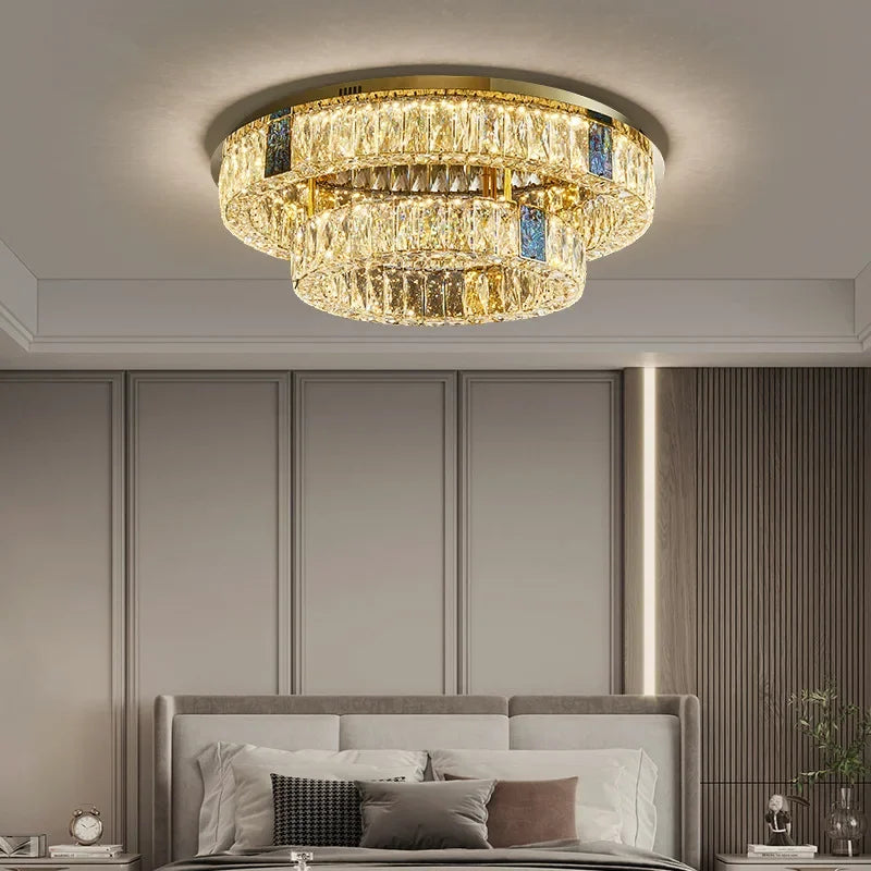 plafonnier en cristal de luxe à led pour décoration intérieure - vue 3 sur 15