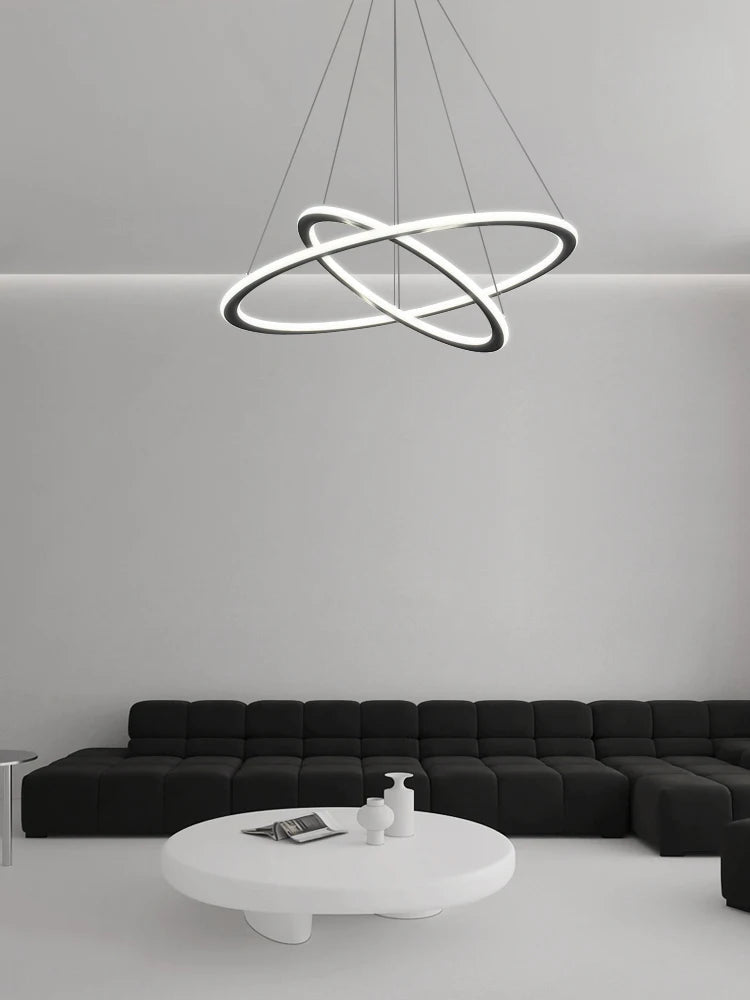 lustre à anneaux circulaires minimaliste à intensité variable - vue 2 sur 10