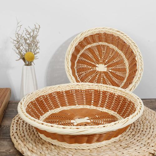 panier rond en rotin pour rangement fruits et légumes - vue 2 sur 6