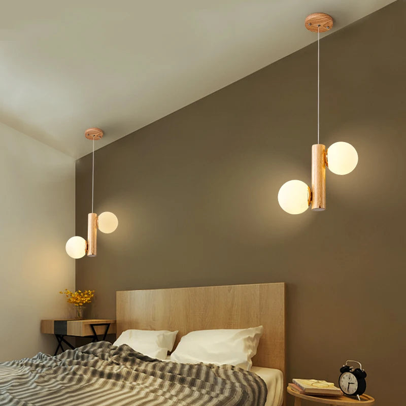 suspension moderne en bois et verre pour restaurant - vue 4 sur 10
