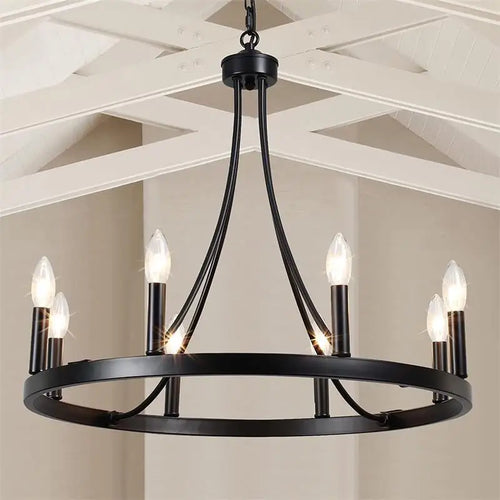 Amérique Fer Forgé Lustre En Cristal Plafonnier E14 LED Bougies Éclairage 5 Têtes Luminaire Intérieur Salon Chambre