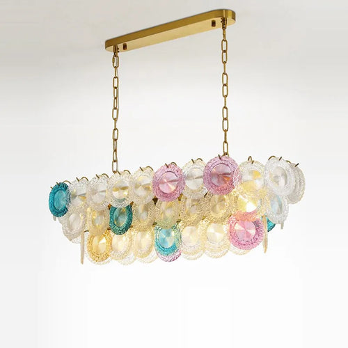 lustre postmoderne en fer et verre coloré à led - vue 3 sur 6