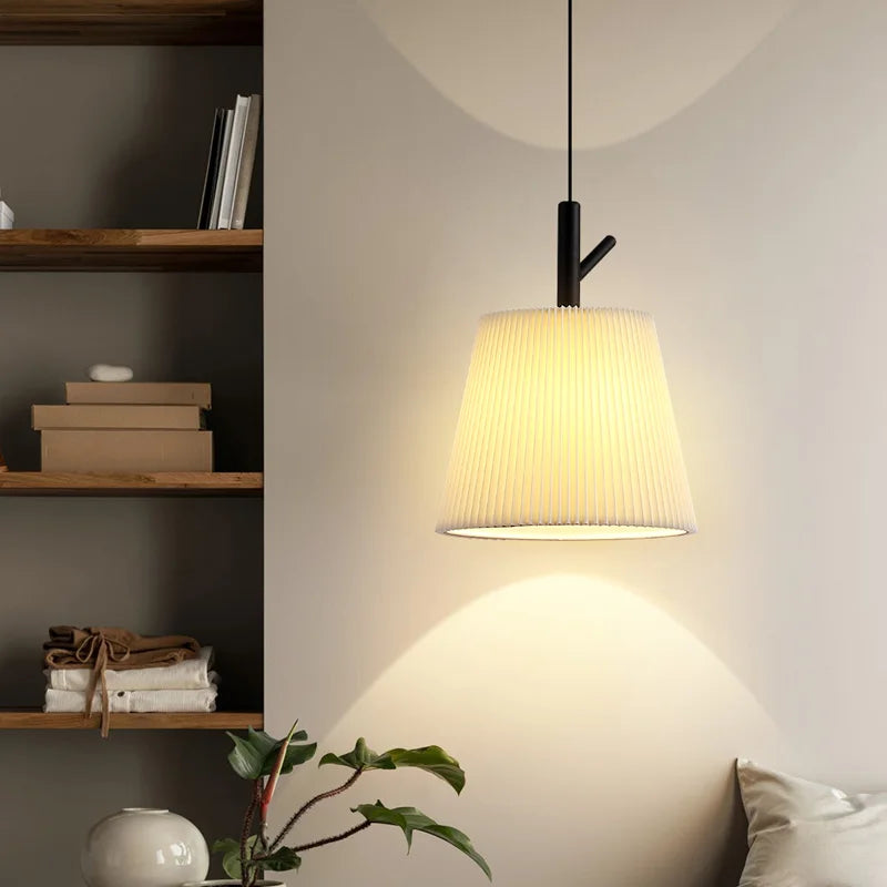 lustre en tissu plissé pour décoration intérieure moderne - vue 2 sur 8
