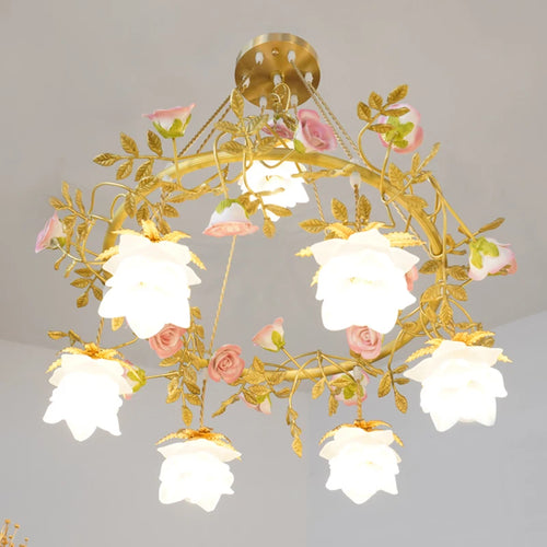 lustre pastoral français en céramique design luminaires suspendus - vue 5 sur 5