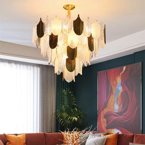 lustre suspension design led en verre acrylique luminaire - vue 2 sur 10