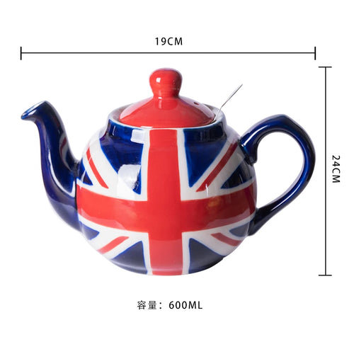 Théière céramique motif drapeau peint main infuseur acier - vue 4 sur 7