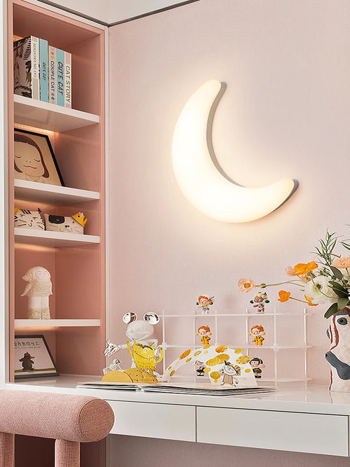 applique murale led moderne en forme de lune décorative et créative - vue 4 sur 12